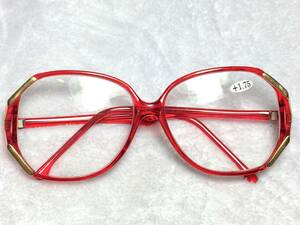 デッドストック セル 老眼鏡 +1.75 バタフライ クリア 赤 バタフライ フレーム ビンテージ 眼鏡 未使用 レッド 昭和 レトロ レディース