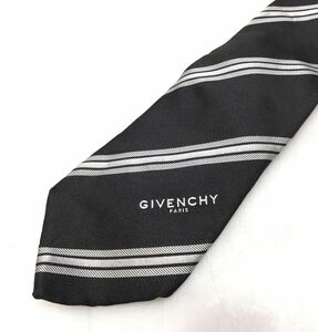 17-59 GIVENCHY ネクタイ レジメンタルタイ 黒 シルバーグレー