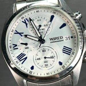 SEIKO セイコー WIRED ワイアード VD57-KZ10 腕時計 クオーツ アナログ クロノグラフ カレンダー ステンレススチール ホワイト文字盤 白