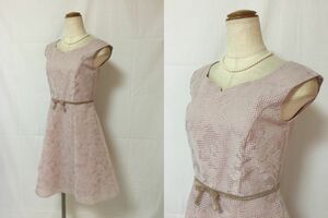 O116新品♪Ferouxフェルゥ♪ウエストリボン付きAラインワンピース9号定価19800円結婚式二次会即決