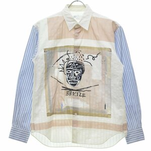 【XS】COMME des GARCONS SHIRT / コムデギャルソン シャツ 18AW W26047 Jean Michel Basquiat バスキア ストライプ切替スリーブ長袖シャツ