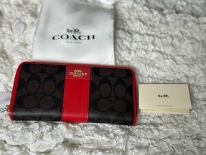 114 新品 COACH コーチ 長財布 ラウンドファスナー シグネチャー F54630