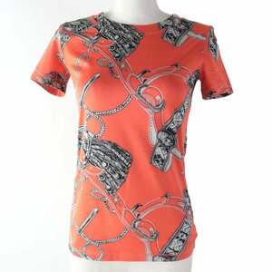 極美品☆HERMES エルメス 2020年製 コットン100％ カットソー 半袖Ｔシャツ オレンジ系 34 フランス製 正規品 レディース