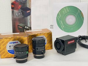 ARTRAY アートレイ USB2.0 小型 CMOS カメラ artcam-130SN2 レンズ computar 12mm f1.4 50mm f1.8 セット 動作〇 ドライバCD付 防犯カメラ