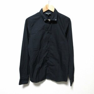 美品 EMPORIO ARMANI エンポリオアルマーニ 襟刺繍 長袖 シャツ ジュニア 14A ブラック ◆