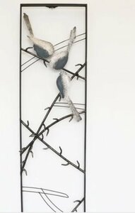 モダンアンティーク調　ブルー　　ブラック　アイアン　小鳥の壁掛け飾り　小鳥のウォールデコレーション