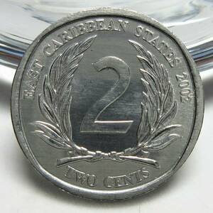 英領東カリブ 2セント 2002年 21.46mm 1.42g