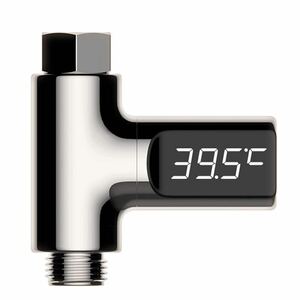 湯温計 デジタル シャワーヘッド 水温計 LED 360°回転 電池不要 温度リアルタイムモニター