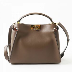 未使用品◎イタリア製 FENDI フェンディ 8BN302 ピーカブー アイコニックエッセンシャリー 2Wayバッグ レザー ブラウン系 保管袋付き