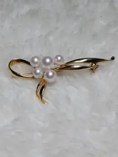 MIKIMOTO　ミキモト k18 パール ブローチ リボン