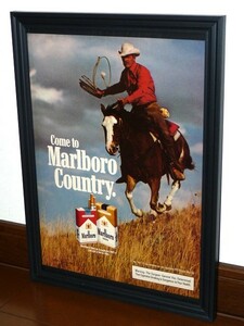 1984年 USA 洋書雑誌広告 額装品 Marlboro マルボロ マルボロマン (A4size) / 検索用 馬 店舗 ガレージ 看板 ディスプレイ 装飾