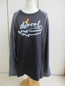 ★USED！DIESEL　ディーゼル　刺繍・プリント　長袖Tシャツ　XL★