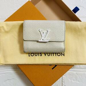 1円 Louis Vuitton ルイヴィトン ポルトフォイユ カプシーヌ コンパクト トリヨンレザー 三つ折り財布 ミニウォレット ホワイト レディース