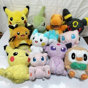 １円～ポケモン ぬいぐるみ タカラトミー デデンネ モクロー ミュウ ピカチュウ ブラッキー エーフィー ヒトカゲ ヨーギラス 11点セット