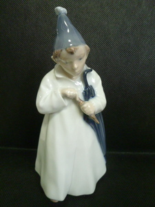 ロイヤルコペンハーゲン アンティーク 人形「サンドマン、傘と砂の小瓶を持った少年」 北欧 デンマーク 陶磁器 蔵出し 入手困難品