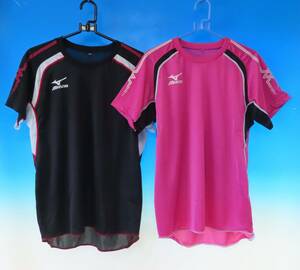ピンクブラック２枚組MCウエア★ミズノ MCプラクティス半袖シャツ（ピンク×ブラック）（ブラック×レッド）サイズ共にL