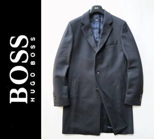 ◆本物◆BOSS ヒューゴボス◆上質ウールチェスターコート ネイビー50 新品