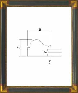 デッサン用額縁 木製フレーム アクリル仕様 7510 大全紙サイズ アンティークグリーン
