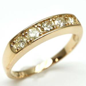 ◆K18 天然ダイヤモンド 一文字リング◆M 約1.8g 約9号 0.30ct diamond ring指輪 EA9/EA9