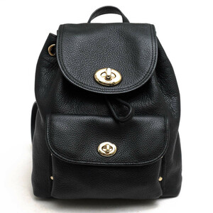 COACH コーチ リュック 37581 Mini Turnlock Rucksack In Polished Pebble Leather ミニ ターンロック ポリッシュドペブルレザー 牛革 巾