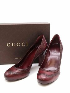 GUCCI グッチ GG メダリオン レザーパンプス ボルドー 38 ITDK5PK05S9S