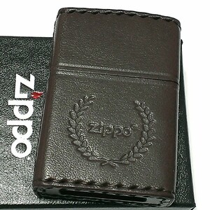 ZIPPO ライター 革巻き ダークブラウン ジッポ ロゴデザイン レザー シンプル 本牛革 濃茶 かっこいい 皮 メンズ 渋い ギフト