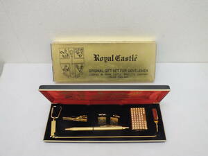 ★Royal Castle ロイヤルキャッスル オリジナルギフトセット ライター カフス タイピン ゴールドカラー★（4909）
