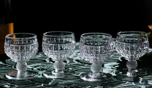 1933年～ ヘイシー ビクトリアン ブロック クリスタル オイスター リキュール フルーツ カクテルグラス 4個セット アンティー 酒