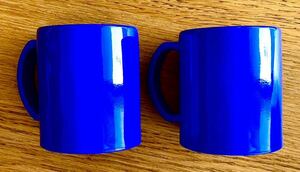 未使用品 マグカップ 2個セット コバルトブルー 青 BLUE コップ 陶磁器 電子レンジ スペースエイジ ミッドセンチュリー パントン kartell