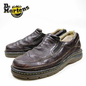 UK9　28cm相当　Dr.Martens　ドクターマーチン　スリッポン　レザーシューズ　ブラウン　茶 イエローステッチ/24.3.9/P236