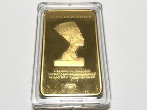 1 TROY OZ 999/1000GOLD（金メッキ） 32.1g ネフェルティティ インゴット レプリカ ケース付属