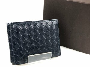 ボッテガ・ヴェネタ　BOTTEGA VENETA　イントレチャート　札入れ/カードケース　ダークネイビー　メンズ　YS-698　　