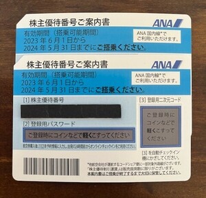 ANA 株主優待券 2枚 有効期限 2024年5月31日 全日空 番号通知のみ 株主優待割引券