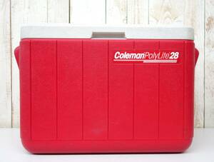 レトロアウトドア　当時物 ＊COLEMAN コールマン　 ＊POLYLITE28 COOLER BOX クーラーボックス　 ＊MODEL 5277 RED(赤系）　 ＊91年製　　