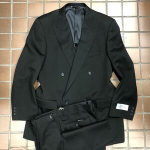 最安値★アウトレット価格新品 激安フォーマルダブルスーツ★礼服　喪服/サイズM A5/ブラック　黒/ノーベンツ/アジャスター付　毛100%