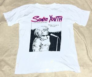 【送料無料】90s ヴィンテージ T-Shirt Sonic Youth 『ECHO』 (GOO VIDEO) Raymond Pettibone/ソニック・ユース /size : L /タグ日本語表記