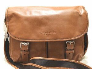 新品同様 COACH コーチ 71477 メッセンジャーバッグ ◆ ブラウン レザー メンズ 斜め掛け クロスボディ ショルダーバッグ ▼ マ1000/6E