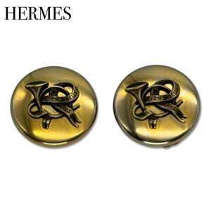 HERMES エルメス ホルン クリップ式 イヤリング アクセサリー レディース ゴールド