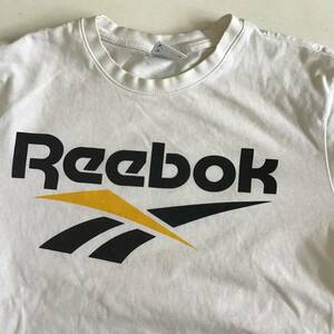 《 H 807》Reebok リーボック 半袖Tシャツロゴプリント スポーツ Lサイズ 白 トップス 1円スタート アメリカ古着 古着卸