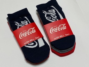 福助　Coca-Cola コカ・コーラ 靴下 23-25㎝ 3足セット 2点 （同種） 展示未使用品