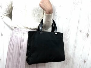 極美品 PRADA プラダ テスート プラハンドル トートバッグ ハンドバッグ バッグ ナイロン 黒 71073