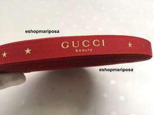 Gucci◆グッチリボン 限定 レッド ゴールドロゴ入り 正規品 1m リボン 赤 x 金 ギフトラッピング ホリデー限定 1メートル 100cm