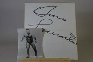 ブルーノ　サンマルチノBruno Sammartino肉筆サイン色紙と写真（キャビネサイズ）