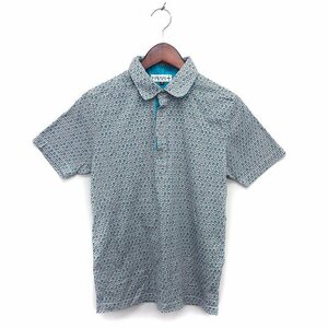 クランプリュス ミッシェルクラン KLEIN PLUS ポロシャツ ステンカラー コットン混 幾何学模様 半袖 46 グレー /NT26 メンズ