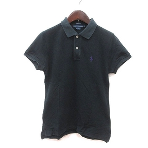 ラルフローレン RALPH LAUREN ポロシャツ ワンポイント 半袖 S 黒 ブラック 紫 パープル /MS レディース