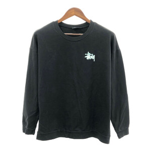 2000年代〜 USA製 STUSSY ステューシー クルーネック スウェット ワンポイントロゴ ブラック (メンズ Ｍ) 中古 古着 Q3736