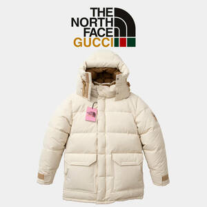 ◆新品◆THE NORTH FACE X GUCCI DOWN JACKET オフホワイト フード付き ダウンジャケット サイズ：M 648858 XKRXK