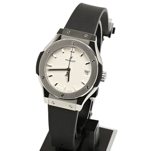 美品 ウブロ クラシックフュージョン チタニウム オパリン 581.NX.2611.RX 磨き済 レディース 腕時計 HUBLOT