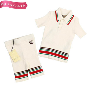 GUCCI/グッチ ベビー服 ニットポロシャツ×ニットパンツ GGロゴ 子供服 12/18(80/52) アイボリー 赤 緑 茶色 [NEW]★61CD75