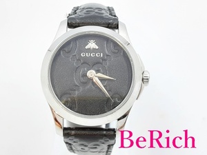 グッチ GUCCI Gタイムレス YA126579A レディース 腕時計 Bee GG シマ SS レザー ブレス クォーツ 【中古】【送料無料】 bt2761